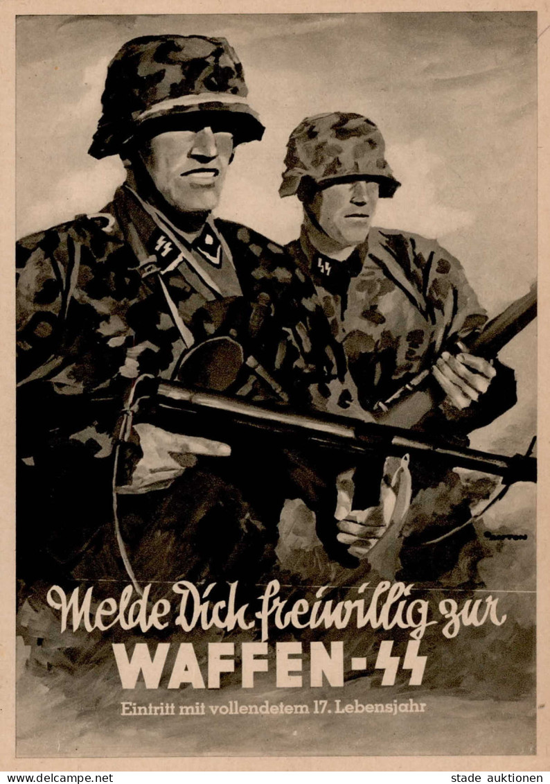 SS WK II - WAFFEN-SS Melde Dich Freiwillig Zur WAFFEN-SS Künstlerkarte Sign. Anton Als SS-Feldpost 1942 I-II - Guerre 1939-45