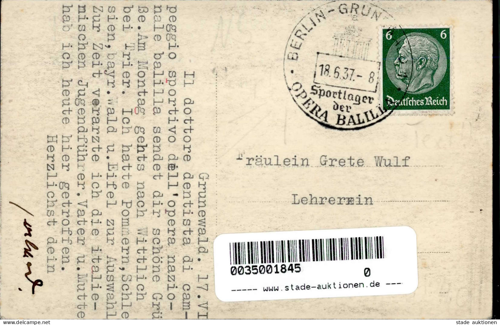 HITLERJUGEND WK II - BERLIN-GRUNEWALD SPORTLAGER Der OPERA BALILLA (Italienische JUGENDFÜHRER) 1937 Mit S-o I-II - Weltkrieg 1939-45