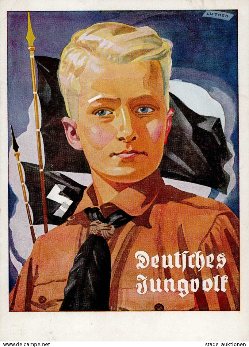 HITLERJUGEND WK II - DEUTSCHES JUNGVOLK Werbe-Propagandakarte Ecke Etwas Gestoßen I-II - Guerre 1939-45