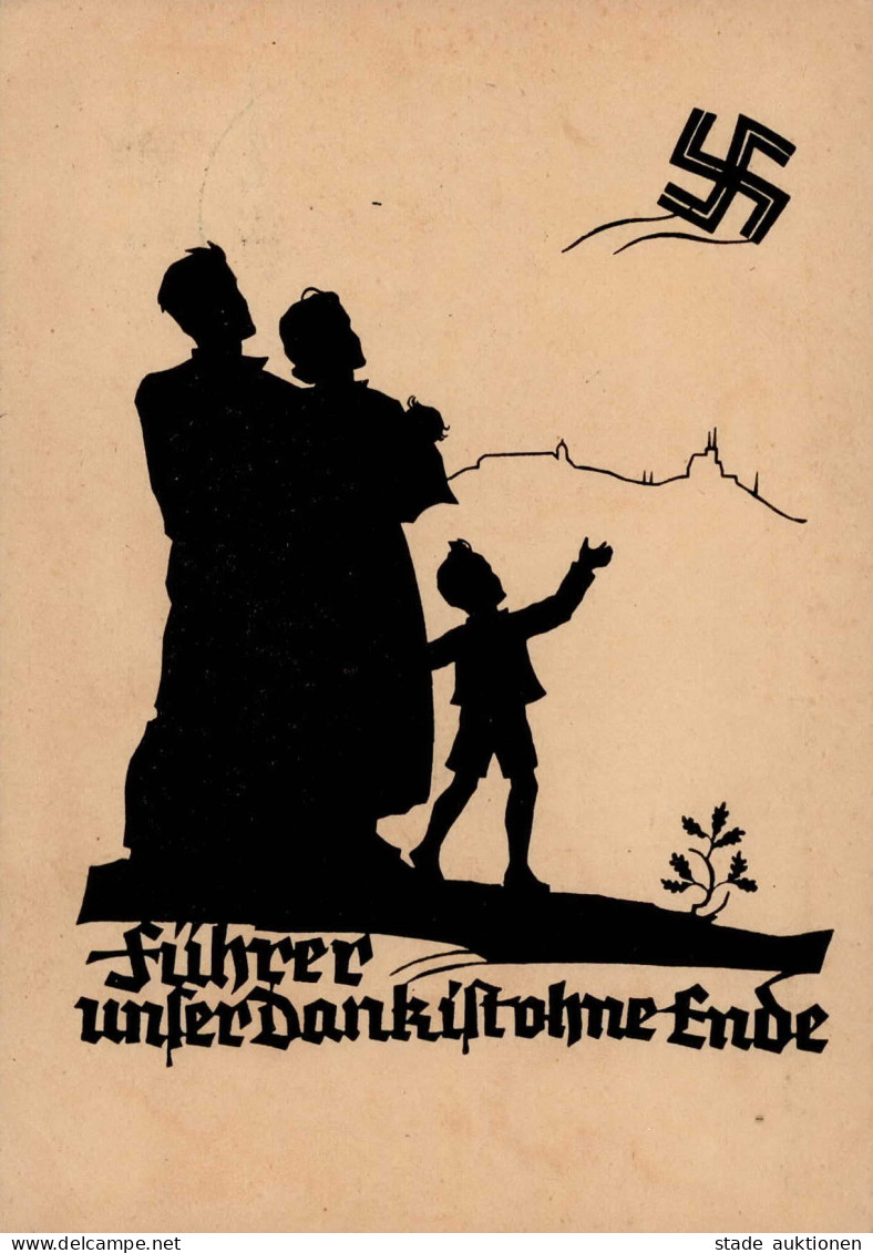 HITLERJUGEND WK II - Scherenschnitt Führer Unser Dank Ist Ohne Ende NSDAP BRÜNN S-o 1940 I - Guerre 1939-45