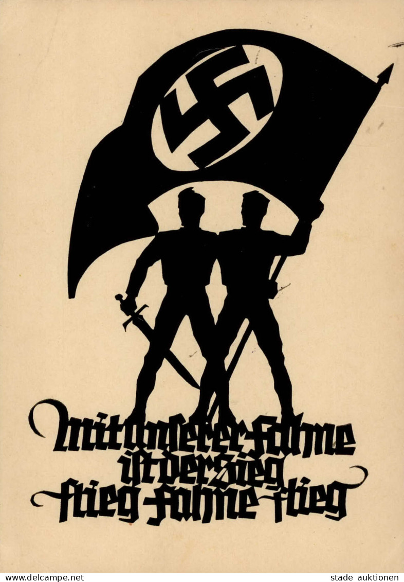 HITLERJUGEND WK II - Scherenschnitt Mit Unserer Fahne Ist Der Sieg Flieg Fahne Flieg Ecke Gestoßen I-II - War 1939-45