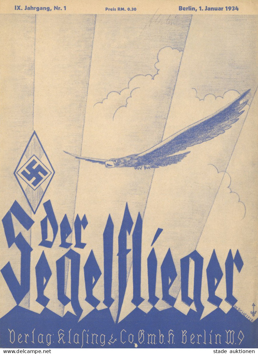 WK II HJ Lot Zeitschrift Der Segelflieger Verlag Klasing Und Co. Berlin 12 Hefte Kompleter Jahrgang Von 1934 I-II Im Gut - Weltkrieg 1939-45