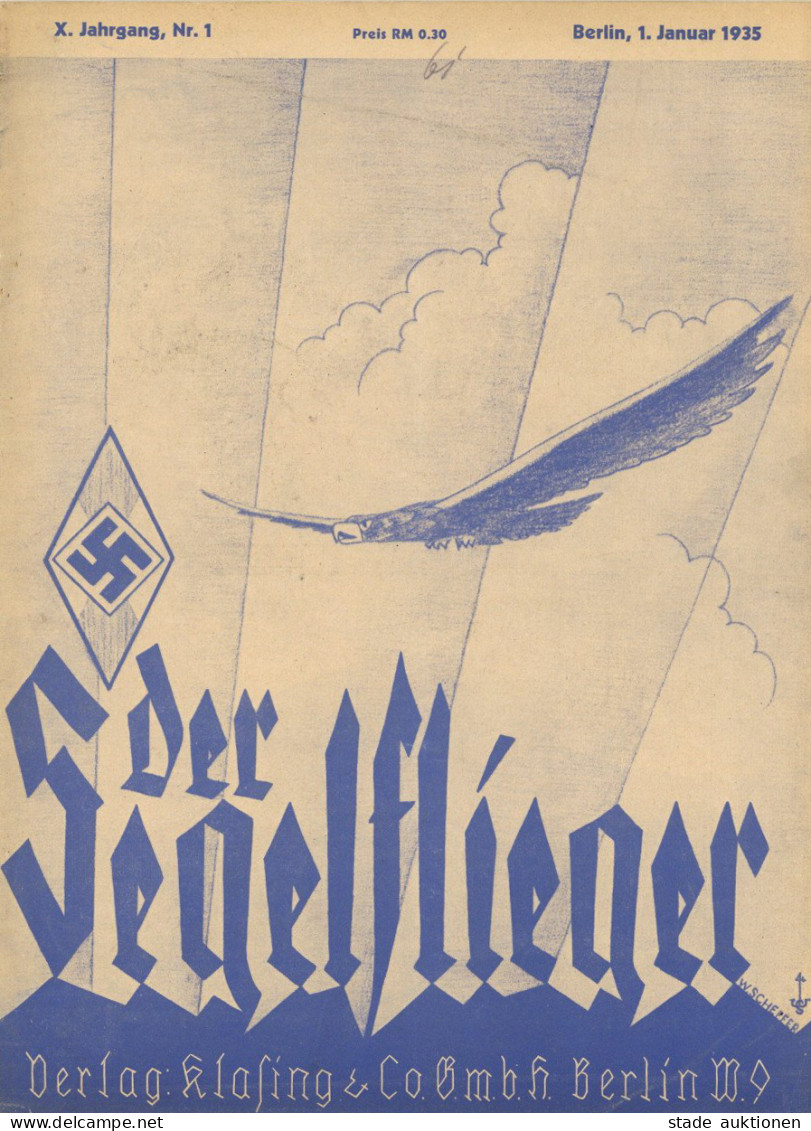 WK II HJ Lot Zeitschrift Der Segelflieger Verlag Klasing Und Co. Berlin 12 Hefte Kompleter Jahrgang Von 1935 I-II Im Gut - Weltkrieg 1939-45