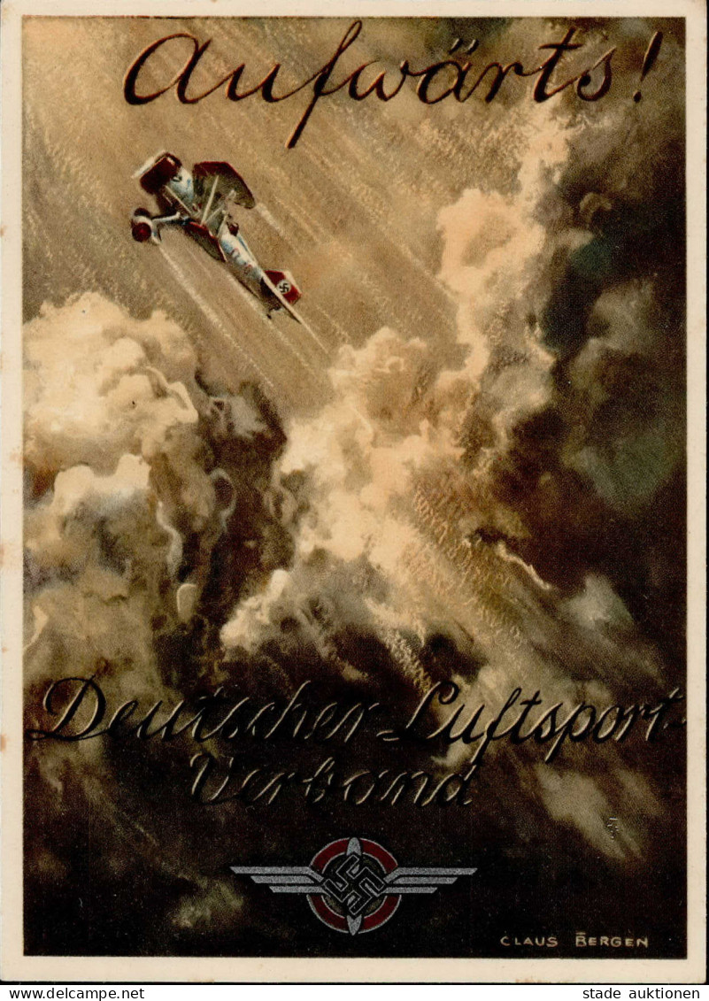 NS-FLIEGERKORPS WK II - AUFWÄRTS! DEUTSCHER LUFTSPORT-VERBAND Propaganda-Ak Sign. Claus Bergen I - Guerre 1939-45