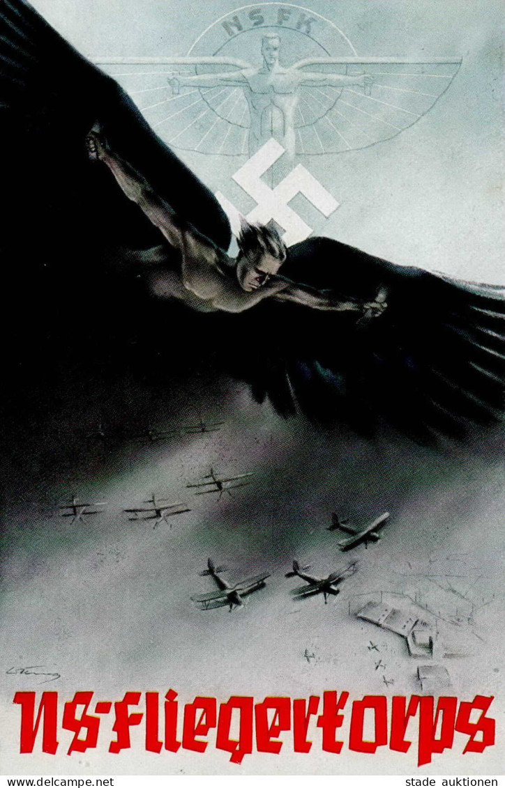 NS-FLIEGERKORPS WK II - NSFK-Propagandakarte Zum MITTELDEUTSCHEN RUNDFLUG 1939 Sign. Künstlerkarte I - Weltkrieg 1939-45
