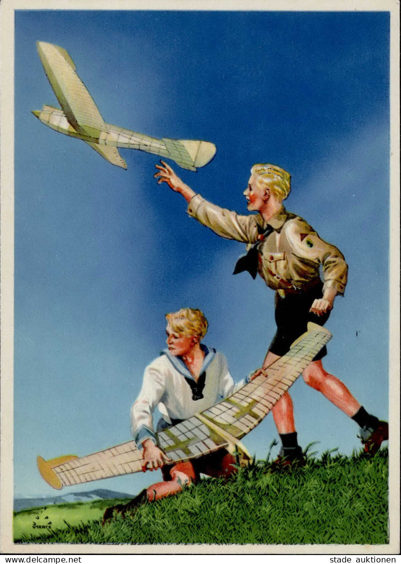 NS-FLIEGERKORPS WK II - Werbekarte DEUTSCHER LUFTSPORT-VERBAND Mit HJ I-II - Guerra 1939-45