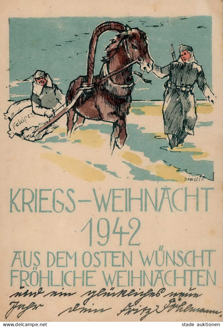 Kriegsweihnachten WK II Im Osten 1942 Künstlerkarte I-II - Weltkrieg 1939-45