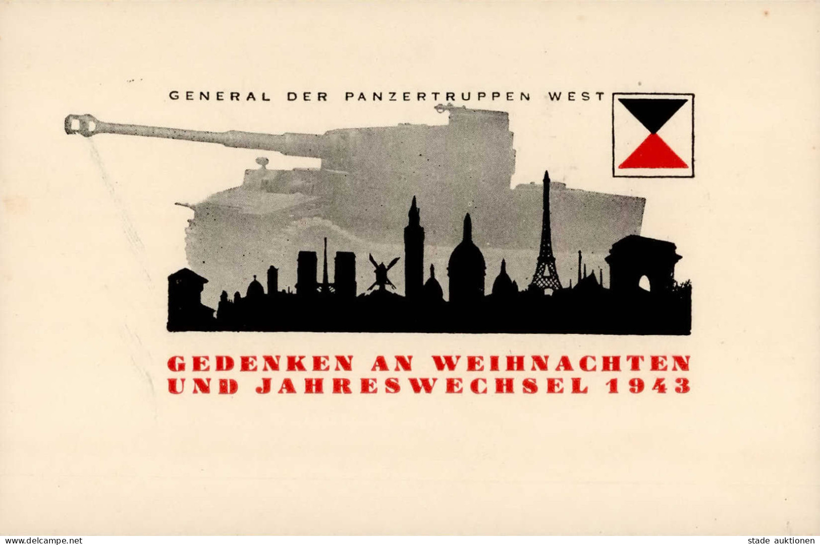 Kriegsweihnachten WK II Und Neujahr Panzertruppen West Eifelturm I-II (VS/RS Fleckig) Bonne Annee - Guerre 1939-45