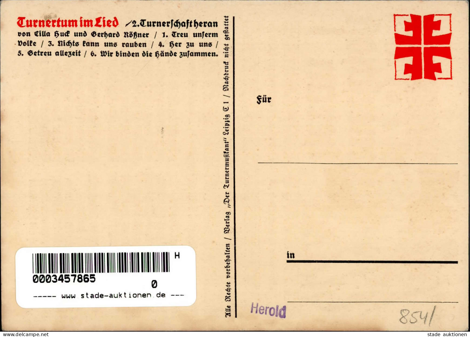 Soldatenlieder Turnerschaft Heran WK II I-II - War 1939-45