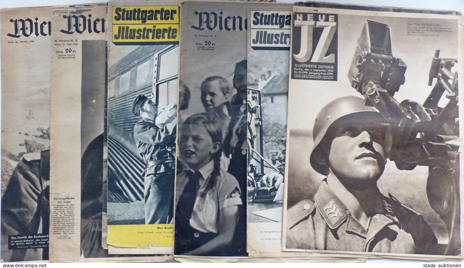 WK II 11 Versch. Zeitungen Wie Illustrierte Zeitung, Hamburger, Wiener Und Stuttgarter Illustrierte Von 1941 Bis 1944 II - War 1939-45