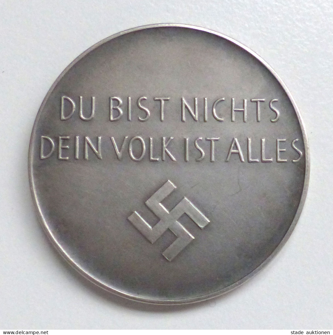 WK II Orden  Gedenk Medaille (Silber 990er,19,8 G.) Auf Adolf Hitler Du Bist Nichts Dein Volk Ist Alles 40 Mm Durchm. - Guerra 1939-45