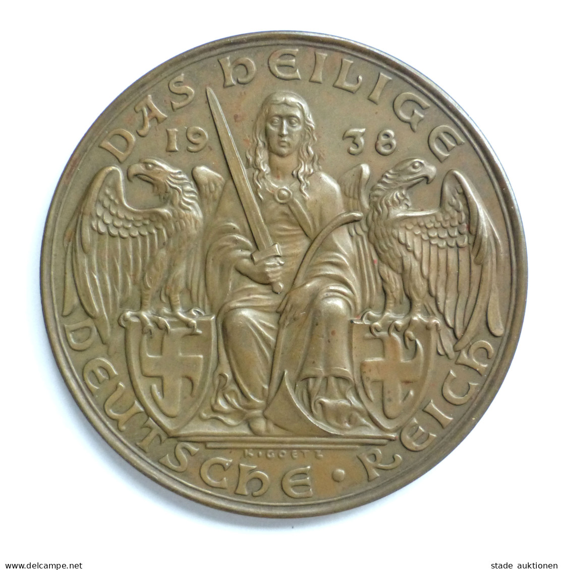 WK II Orden Gedenk Medaille (Bronze) Ein Reich Ein Volk Ein Führer 1938, 60 Mm Durchm. - War 1939-45