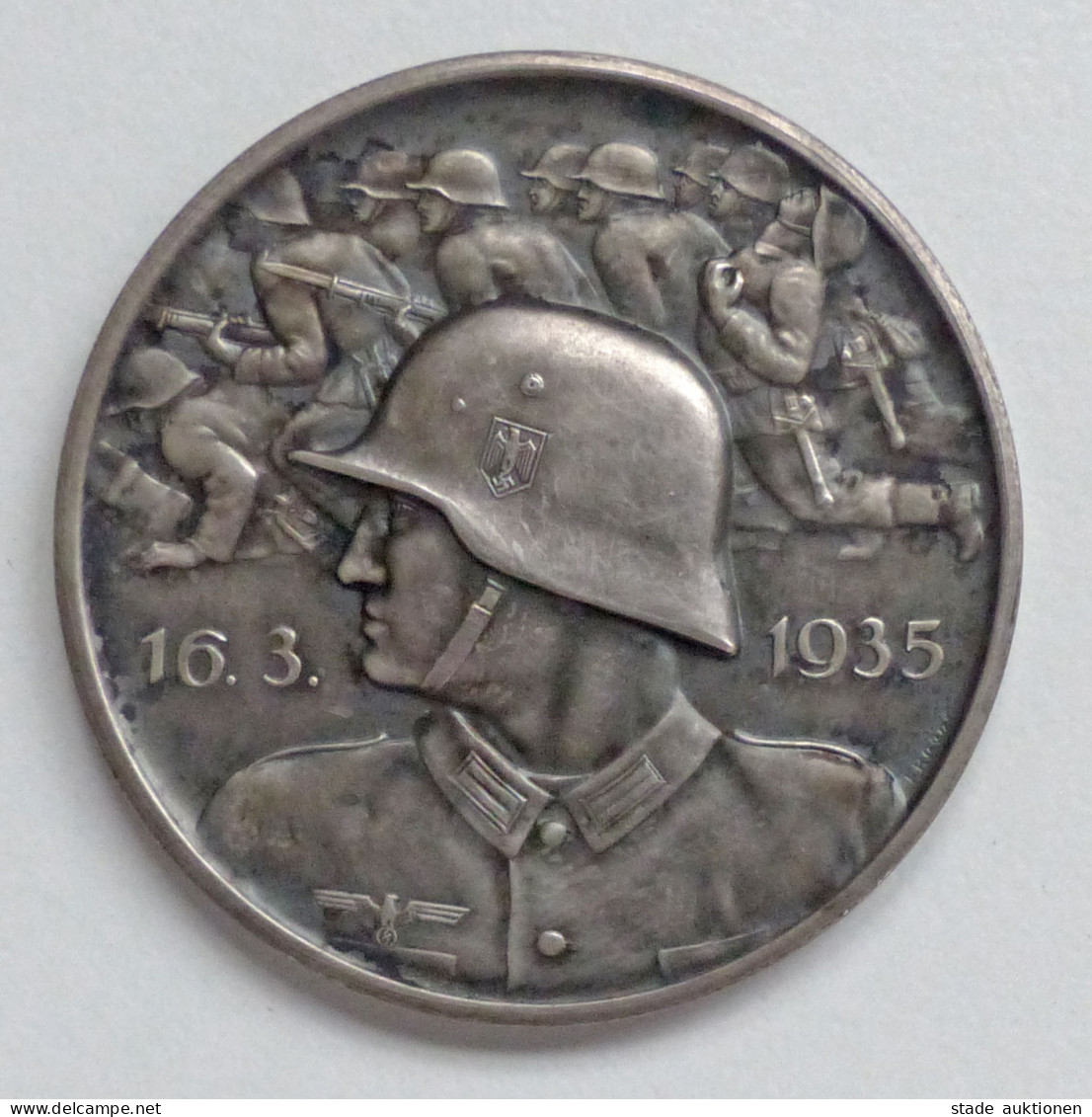 WK II Orden Gedenk Medaille (Feinsilber, 20g.) Deutsche Wehr 1935, 35mm Durchm. - Guerra 1939-45