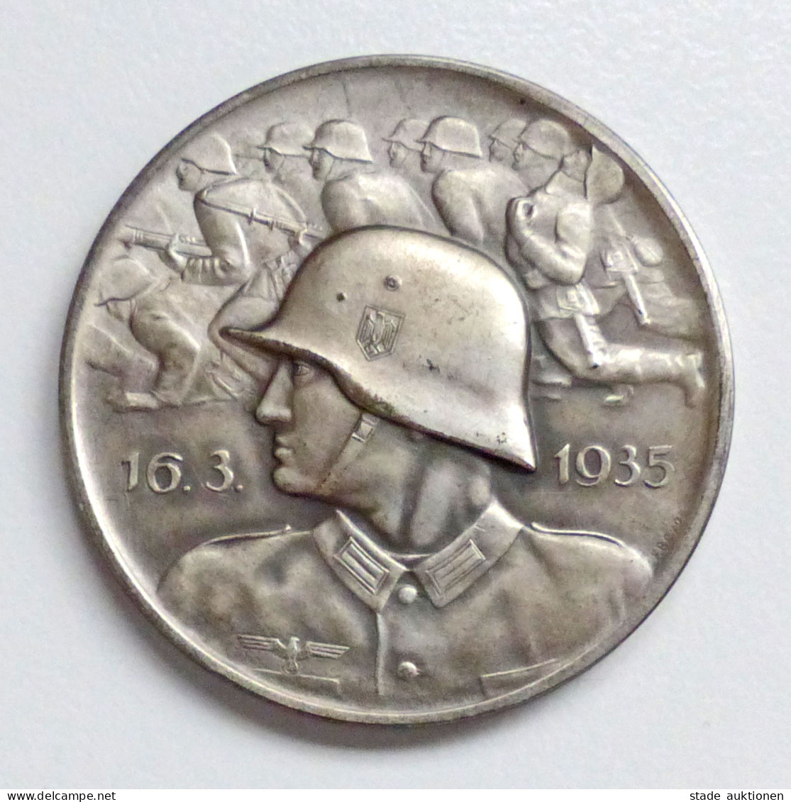 WK II Orden Gedenk Medaille (Silber 999er, 19 G.) Deutsche Wehr 1935, 35 Mm Durchm. - Guerra 1939-45