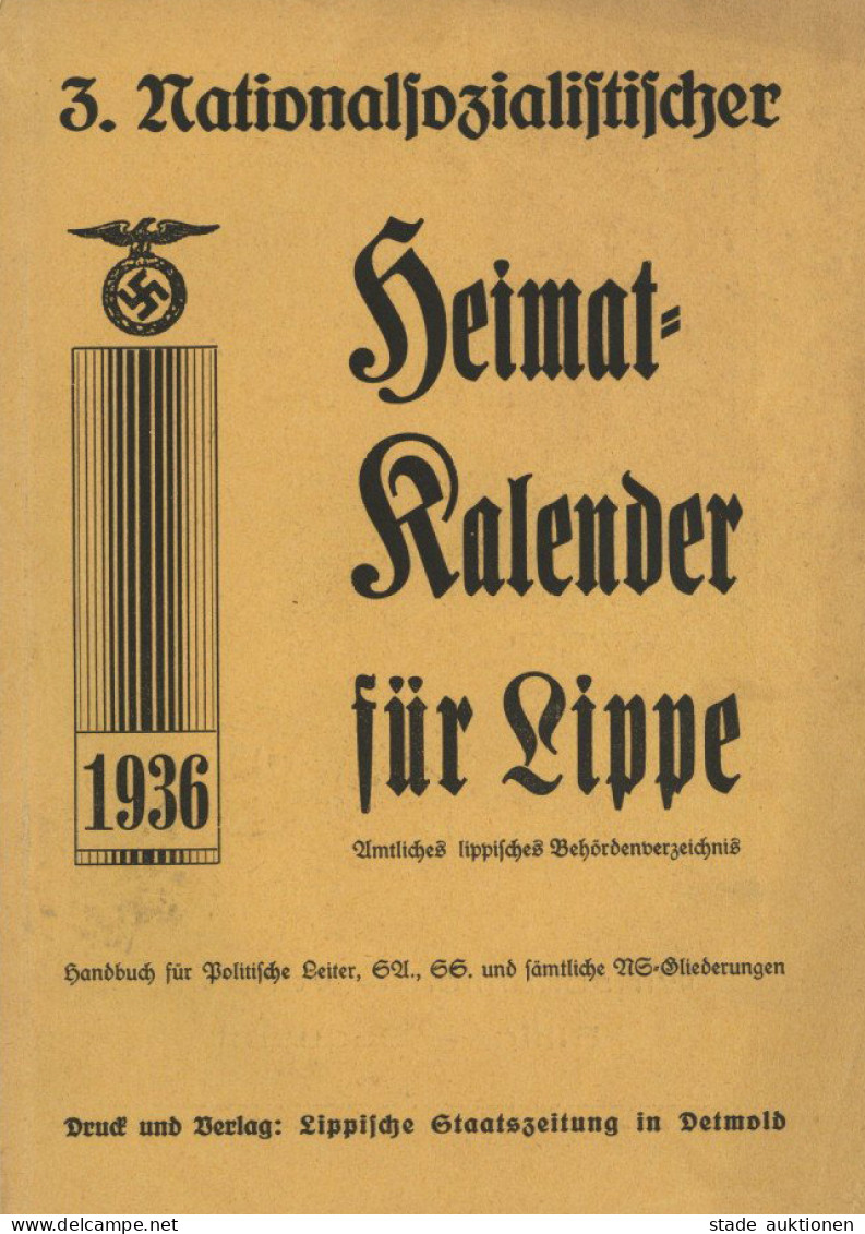 Buch WK II 3. Nationalsozialistischer Heimat-Kalender Für Lippe 1936, Verlag Lippische Staatszeitung Detmold, 190 S. II - 5. Zeit Der Weltkriege