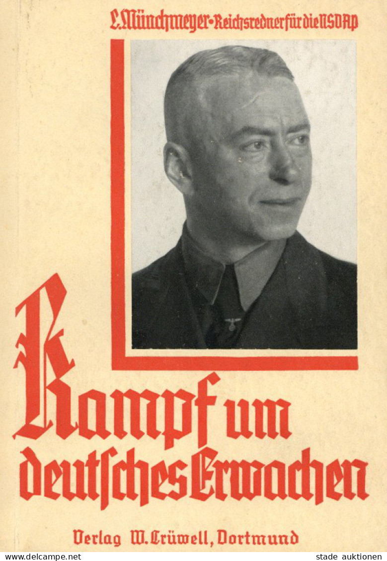 Buch WK II Kampf Um Deutsches Erwachen Mit Persönlicher Signatur Und Autogrammkarte Von Pfarrer Münchmeyer 1935, Verlag  - 5. World Wars