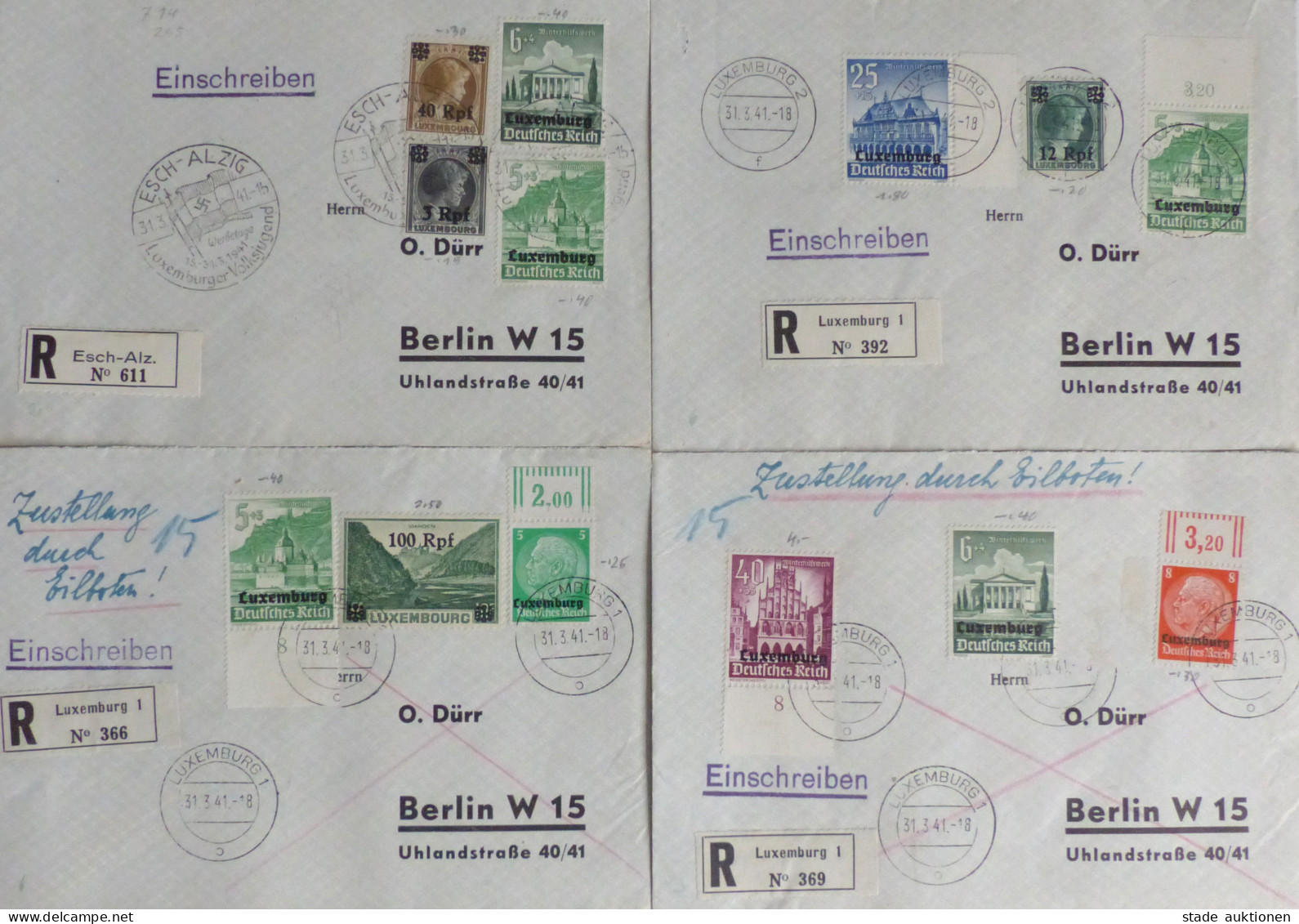 WK II Besetzte Gebiete Luxemburg 7 Briefe Mit U.a. WHW Frankatur - Guerra 1939-45