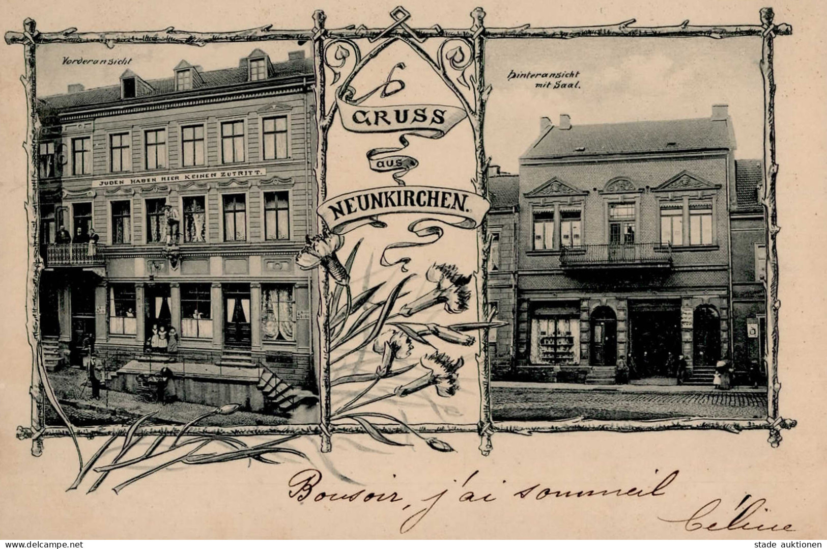 Judaika - NEUNKIRCHEN  - Etablissement Mit Großer Haus-Inschrift JUDEN Haben Hier Keinen Zutritt! Sehr Selten! 1899 I Ju - Judaísmo