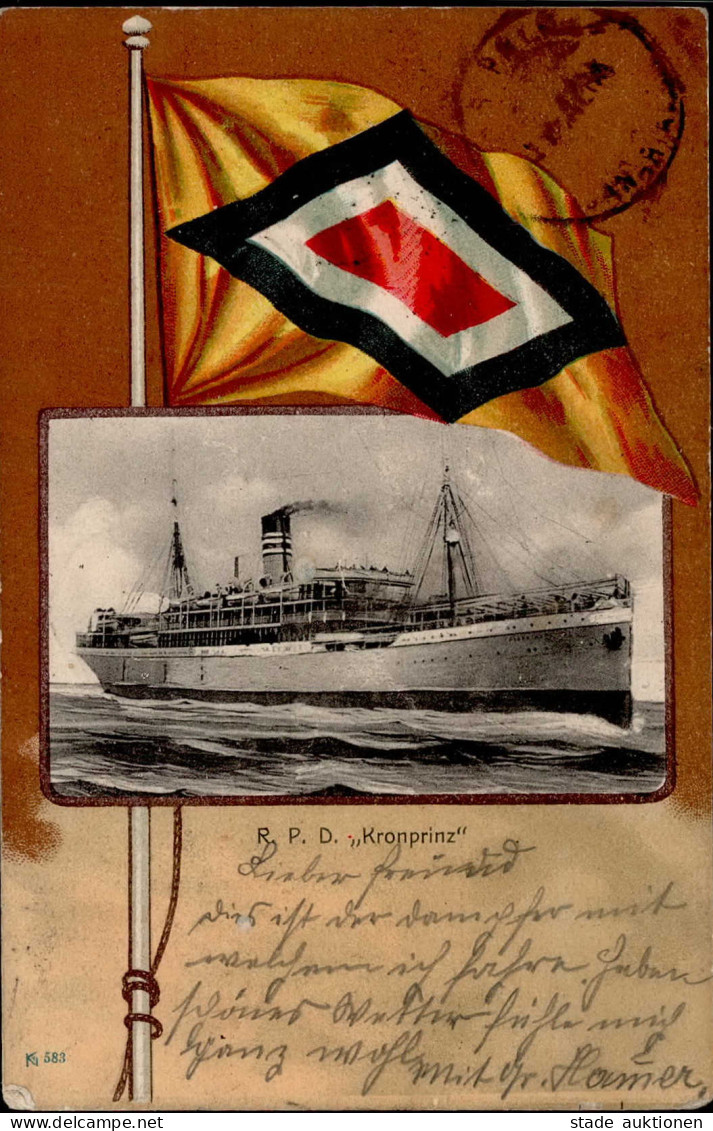 RPD Kronprinz Flagge Deutsche Seepost 1904 I-II (Ecken Bestossen) - Other & Unclassified