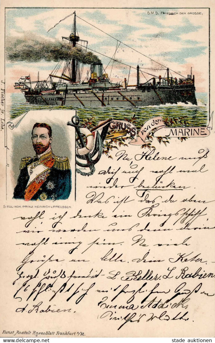 SMS Friedrich Der Große Lithographie 1897 I-II - Sonstige & Ohne Zuordnung