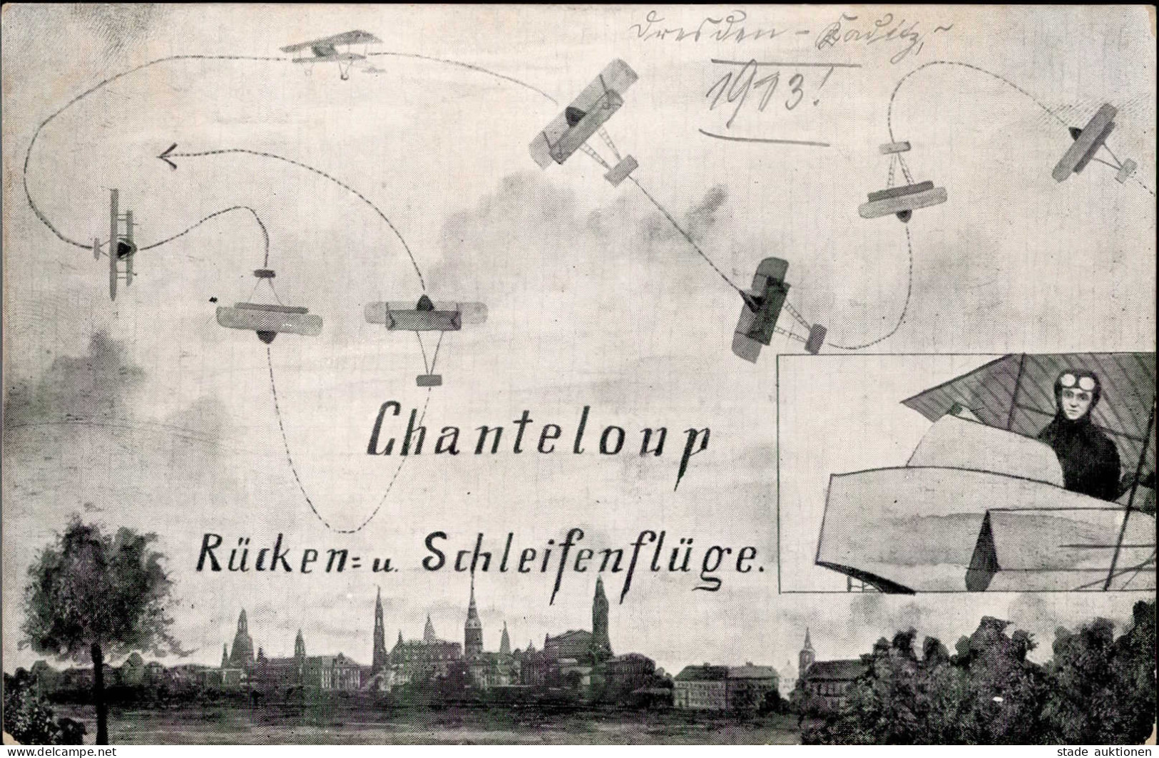 Flugzeug Dresden Kaditz Chanteloup Rücken- Und Schleifenflüge I-II Aviation - Other & Unclassified