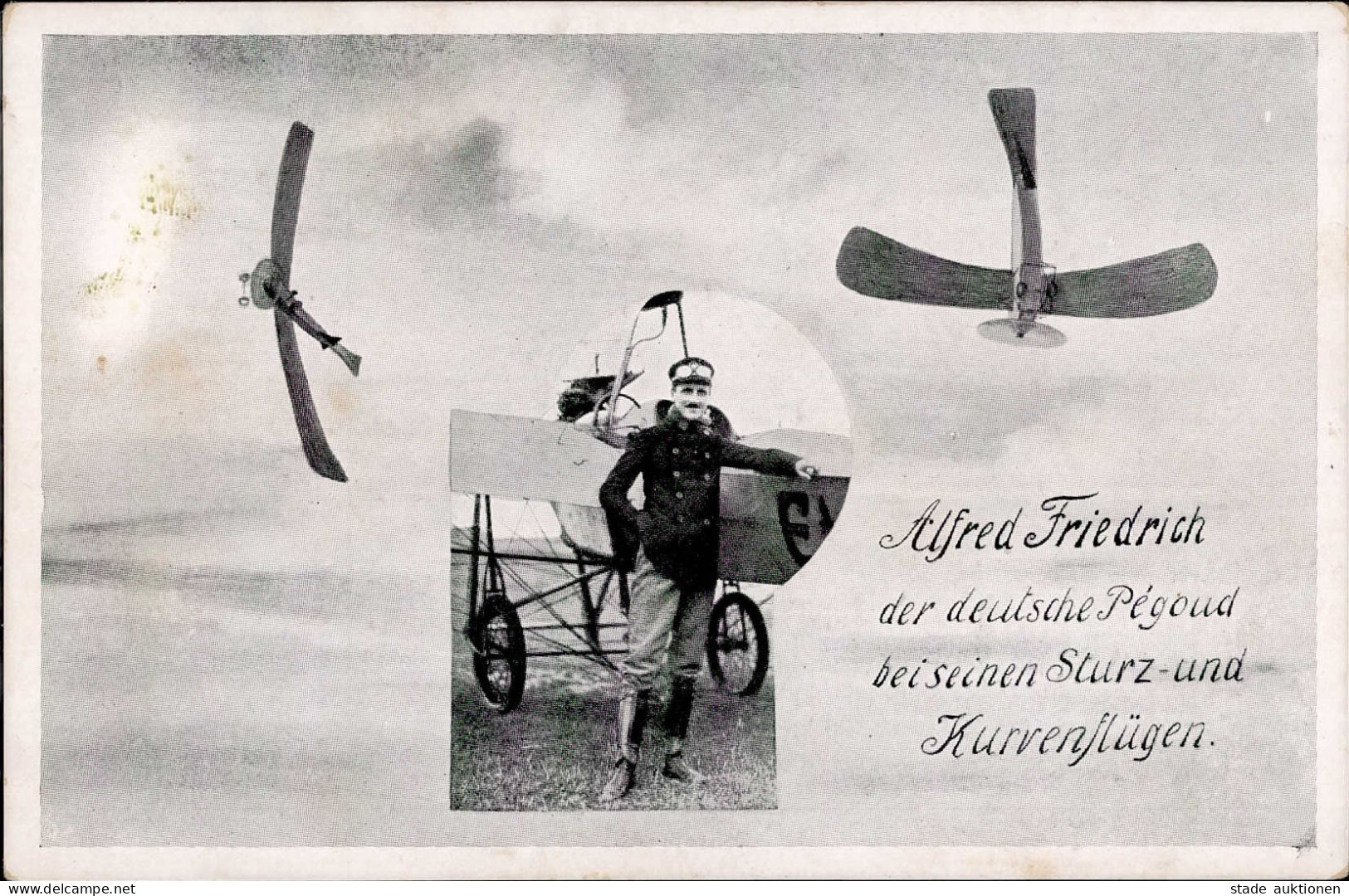 Flugzeug Friedrich, Alfred Der Deutsche Pégoud Bei Seinen Sturz- Und Kurvenflügen I-II (fleckig) Aviation - Autres & Non Classés