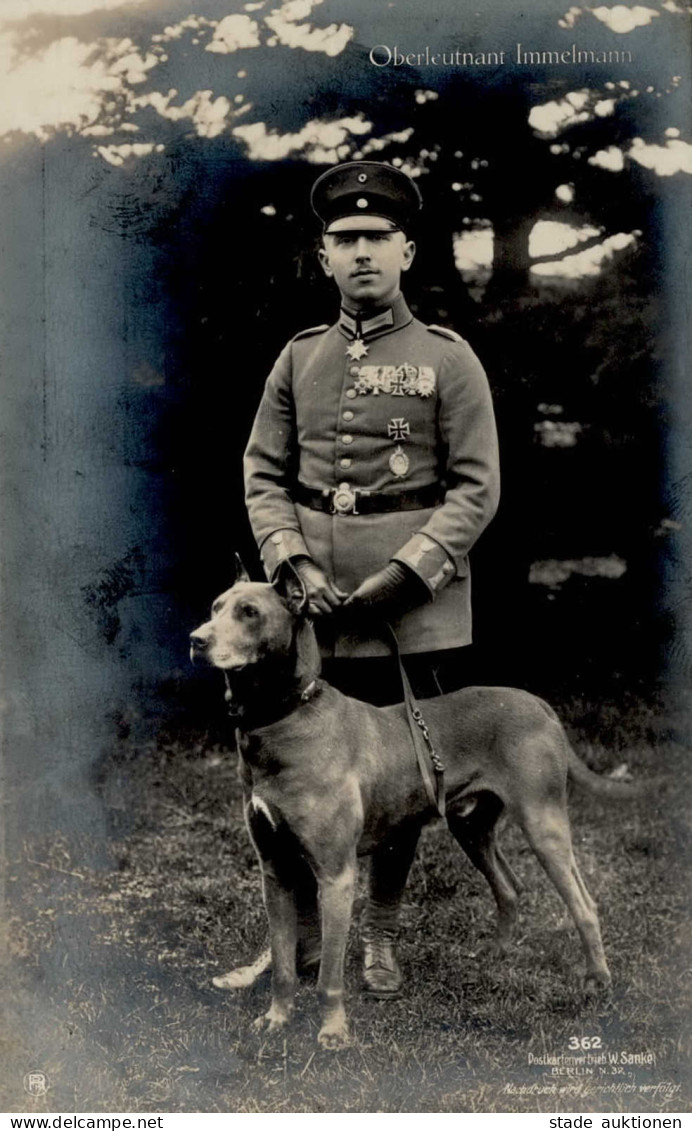 Sanke Piloten Immelmann Oberleutnant Mit Hund Foto Ak I-II Chien - Aviatori