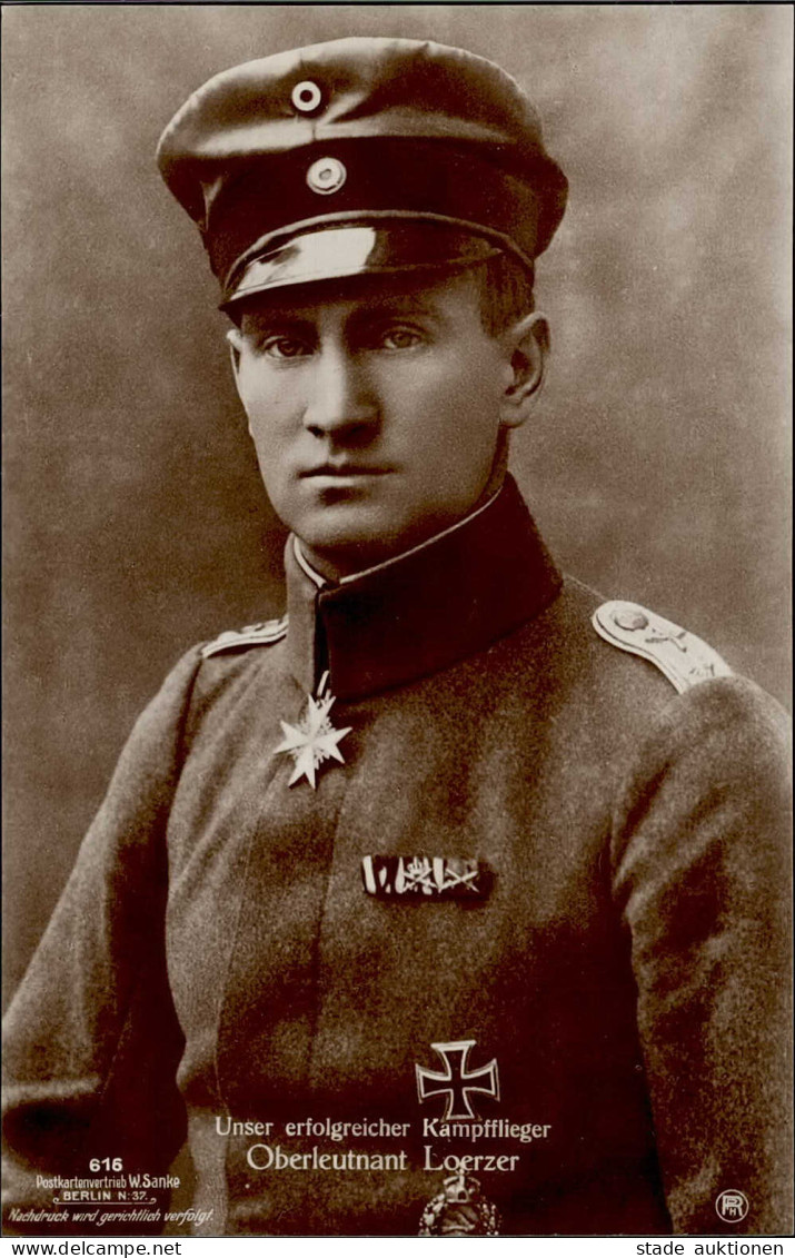 Sanke Piloten Loerzer Oberleutnant Kampfflieger Foto AK I- - Aviadores