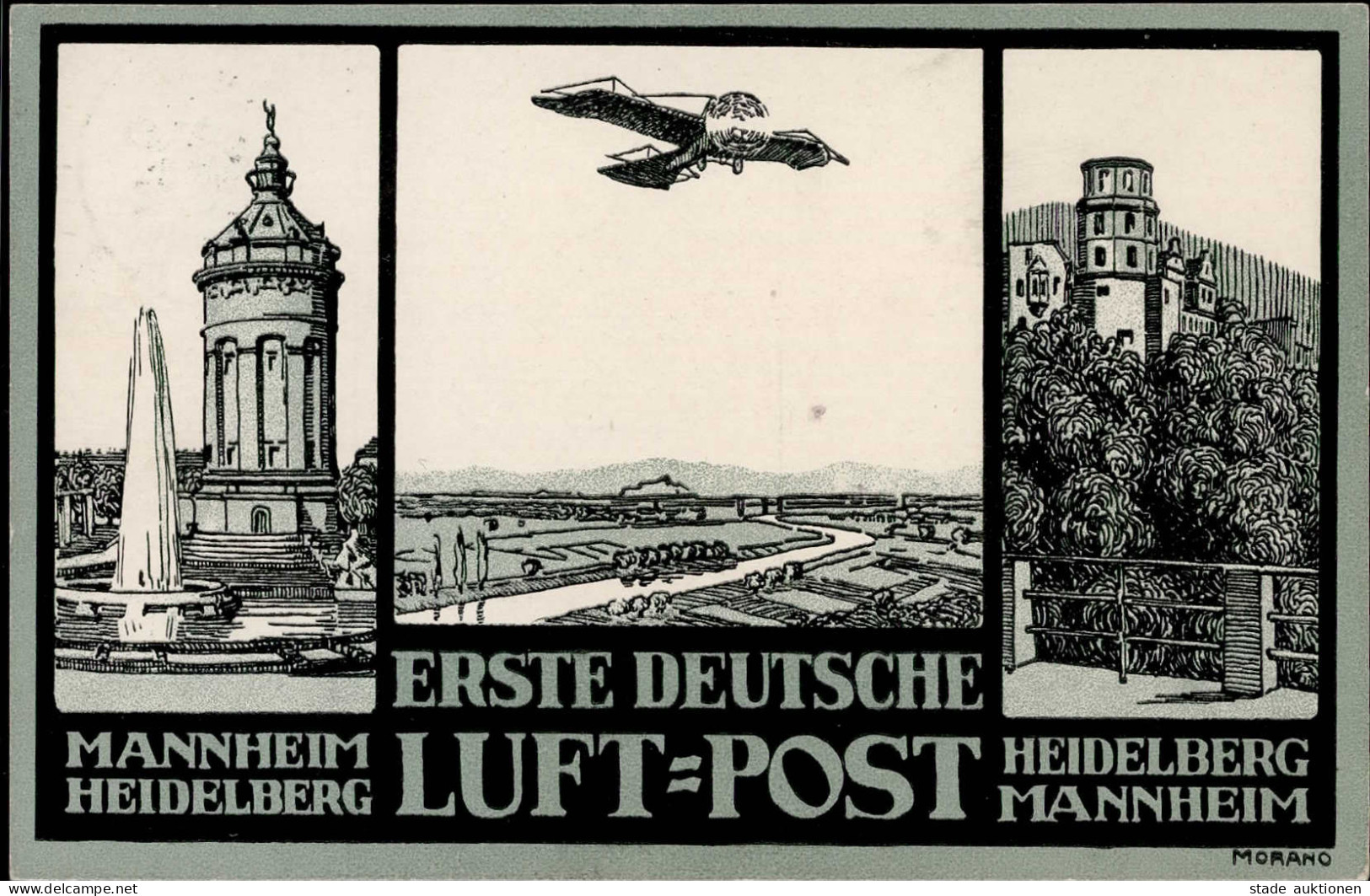 Flugpost Heidelberg Mannheim 19.06.1912 Sign. Morano I- - Autres & Non Classés