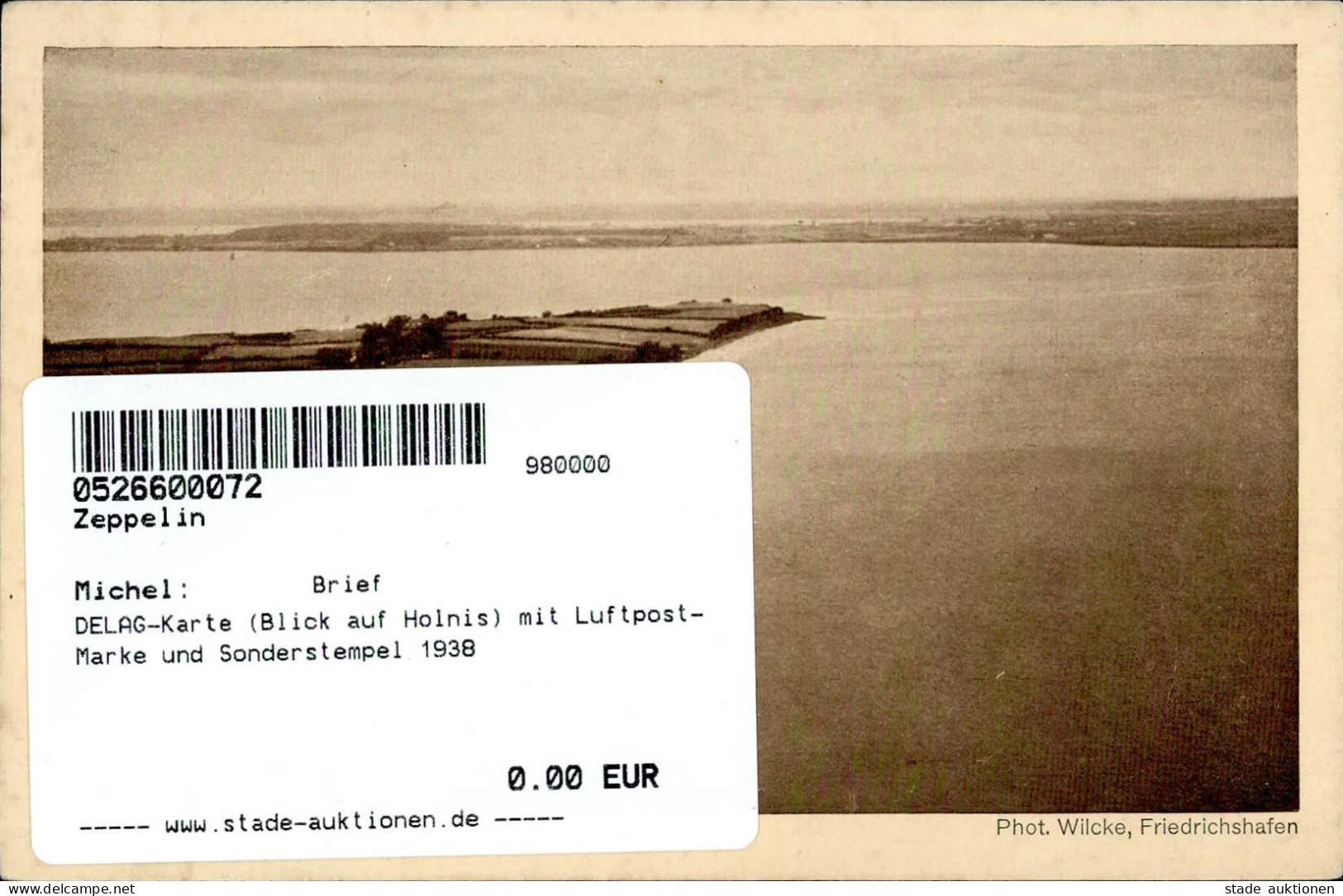 DELAG-Karte (Blick Auf Holnis) Mit Luftpost-Marke Und Sonderstempel 1938 - Dirigibili