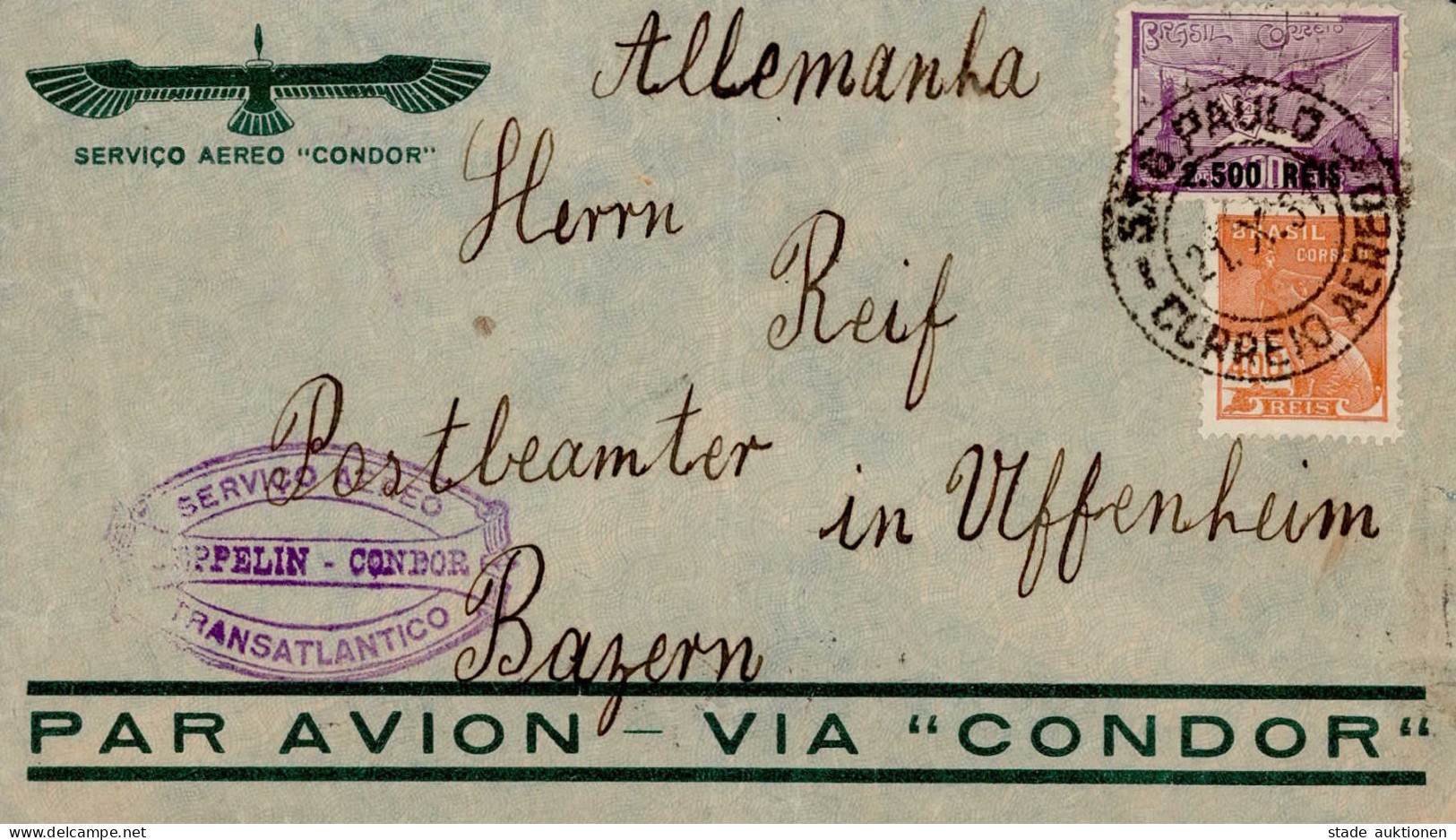 Zeppelin 3. Südamerikafahrt 1931 Brasilianische Post 21.10.31 Rs. Ak-O Dirigeable - Dirigibili