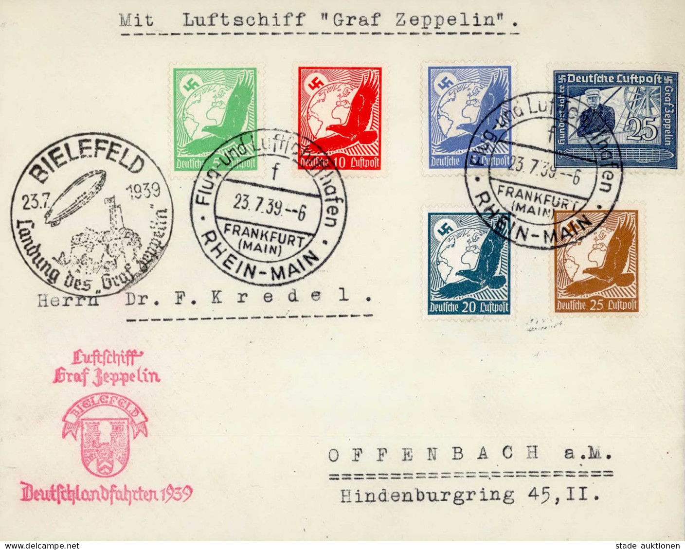 Zeppelinpost Fahrt Nach Bielefeld 1939 I-II Dirigeable - Dirigeables
