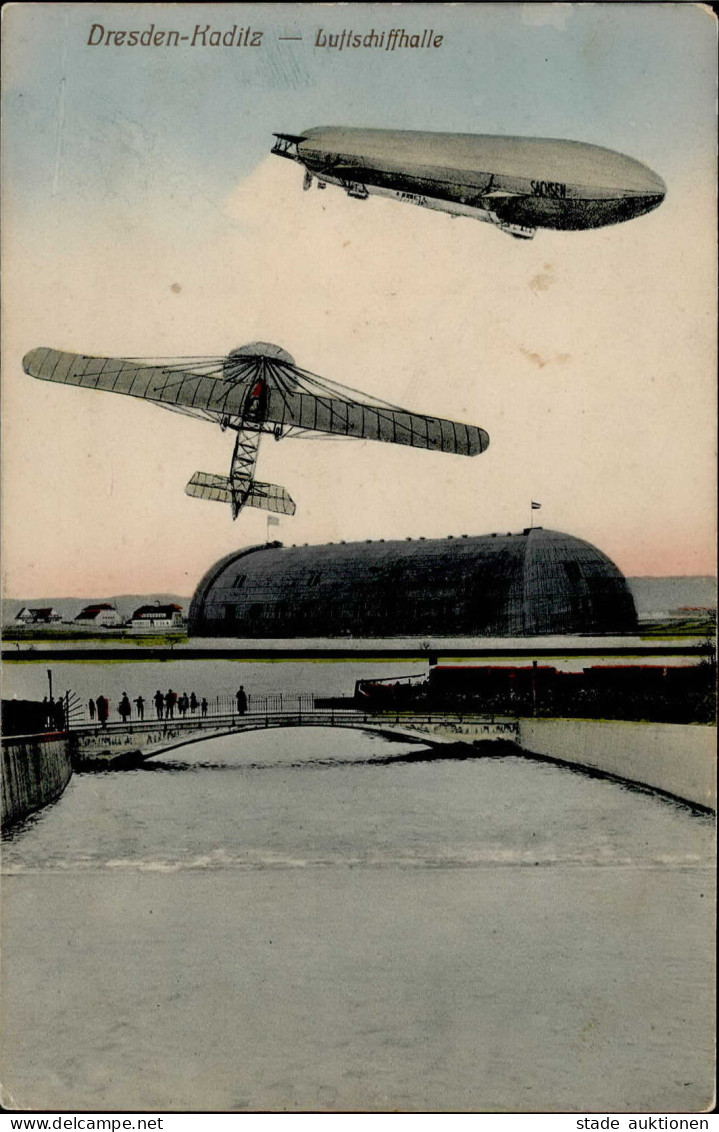 Zeppelin Dresden-Kaditz Luftschiffhalle I-II (Klebespuren RS) Dirigeable - Aeronaves