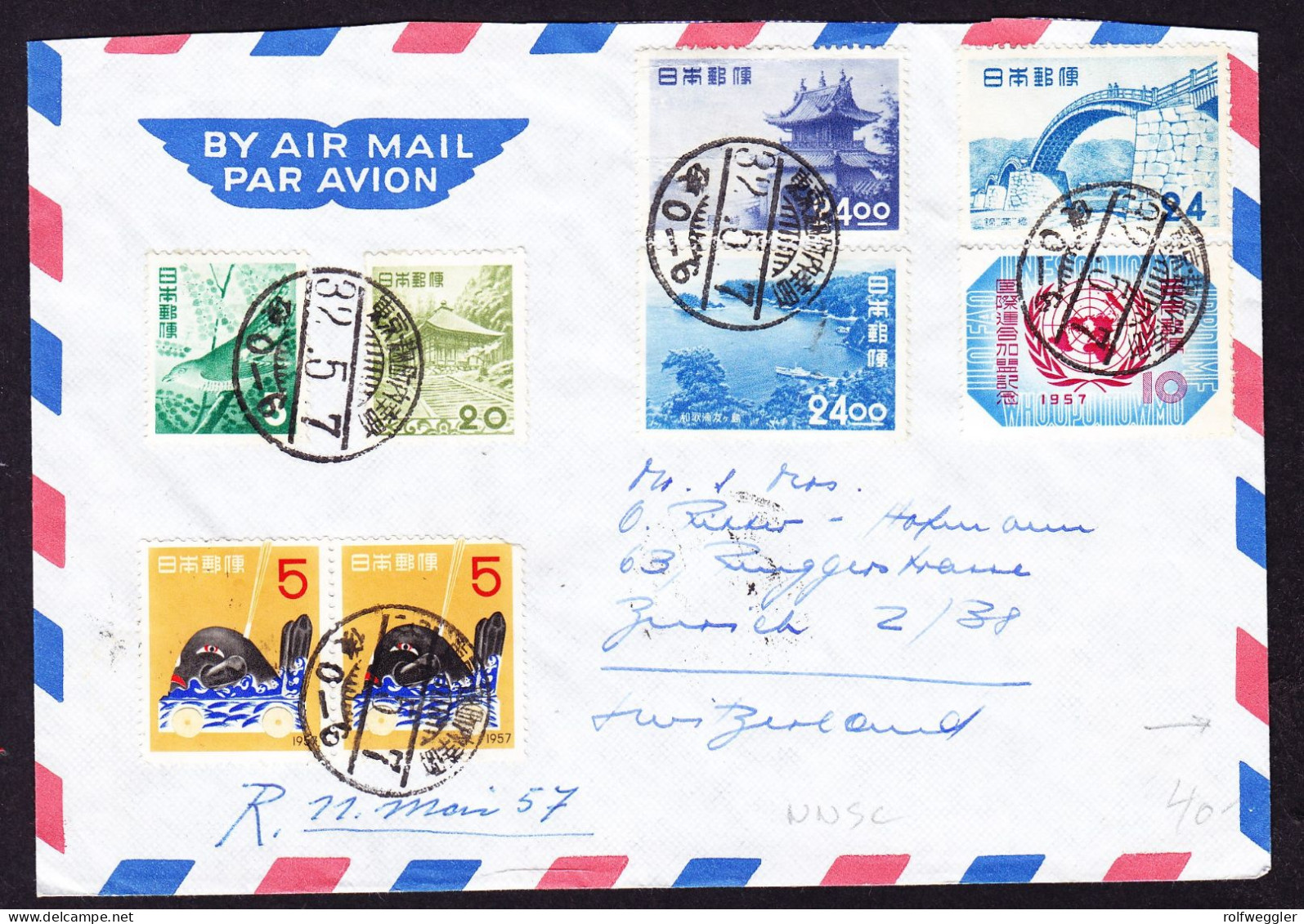 1957 Flugbrief Schweizer NNSC In Korea (Überwachungskorps). Aus Japan Nach Zürich - Covers & Documents