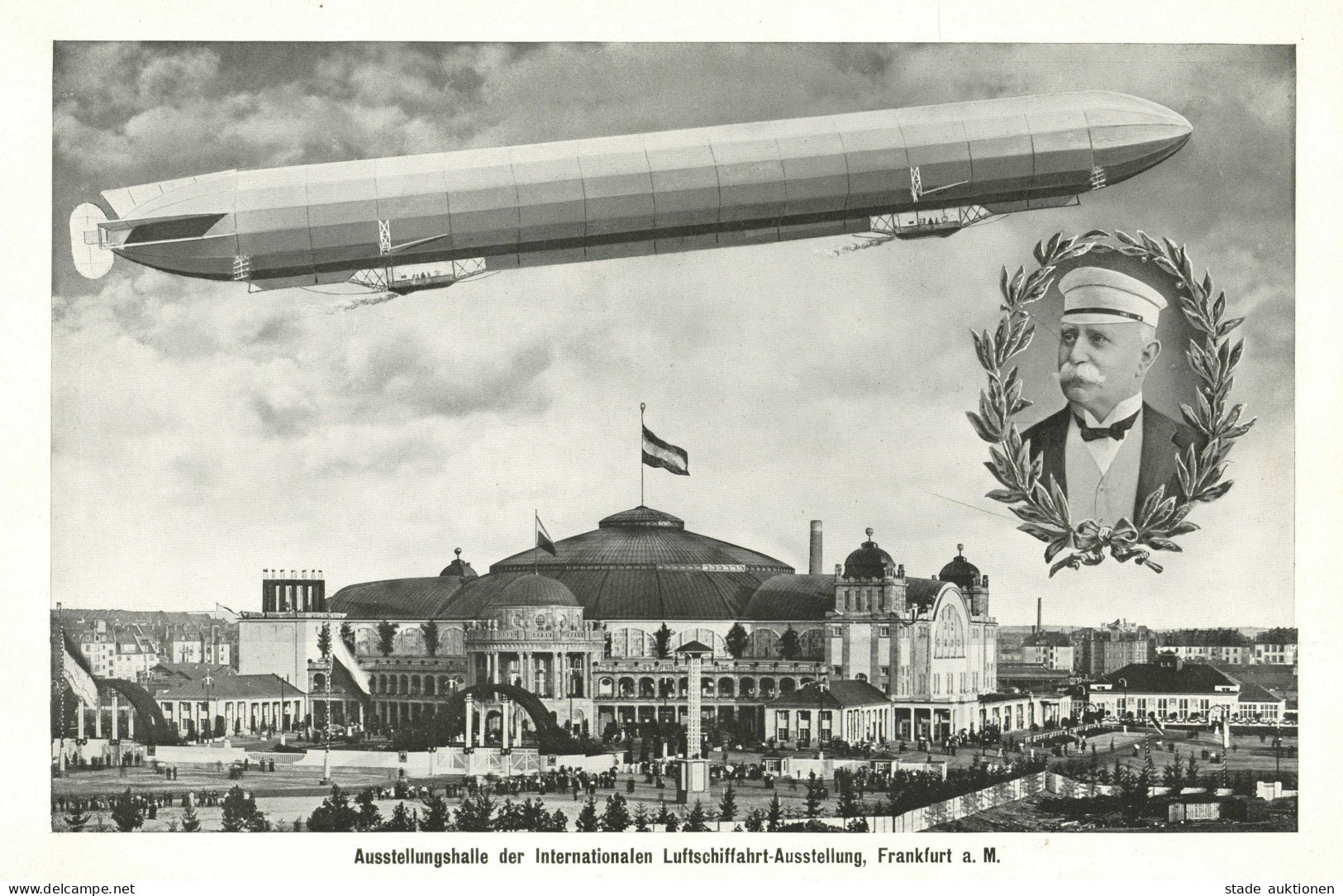 FRANKFURT/MAIN ILA 1909 - Seltene Riesenkarte AUSSTELLUNGSHALLE Der INTERNATIONALEN LUFTSCHIFFAHRT-AUSSTELLUNG Verlag Bl - Zeppeline