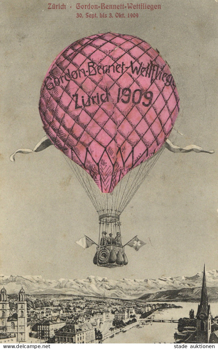 Gordon-Bennett-Rennen Zürich 1909 Ballon-AK I-II (etwas Fleckig) - Sonstige & Ohne Zuordnung