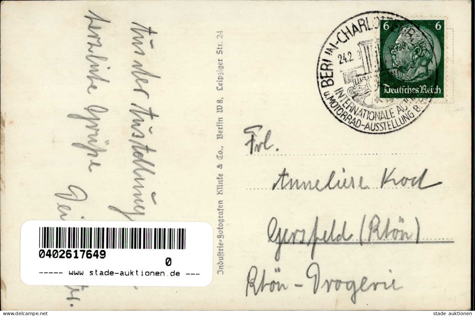 Automobilausstellung Berlin 1939 Ehrenhalle Sonderstempel I-II - Sonstige & Ohne Zuordnung