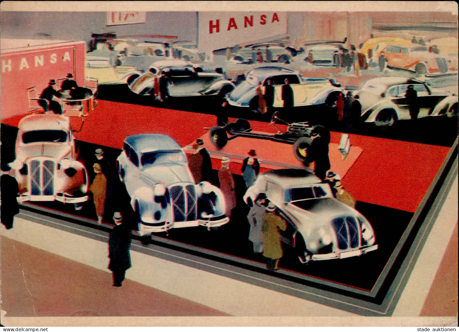 Automobilausstellung Berlin Hansa Personenwagen Stand 1937 II (Stauchung, Abschürfung RS) - Other & Unclassified