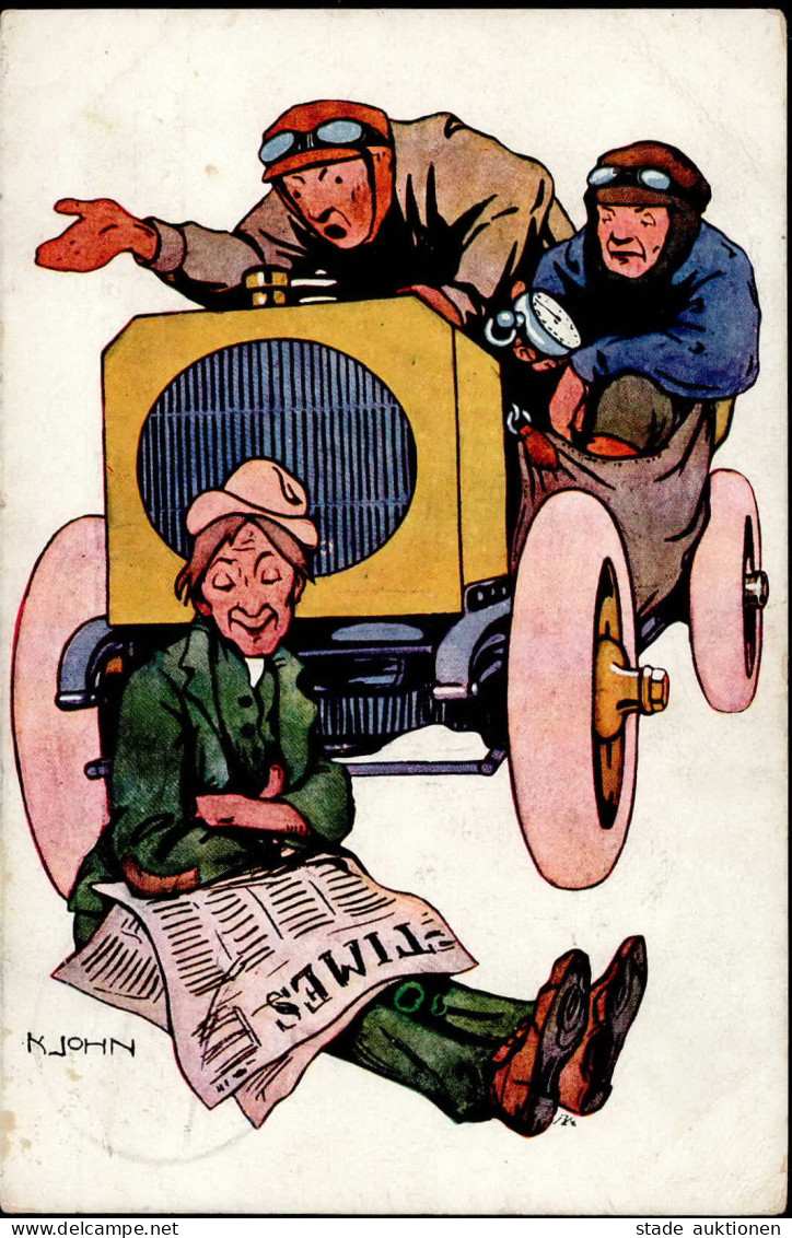 Verkehr Auo Sign. Kjohn Humor Times Zeit Künstlerkarte 1907 I-II (VS Klebereste, Ecken Gestaucht) - Otros & Sin Clasificación