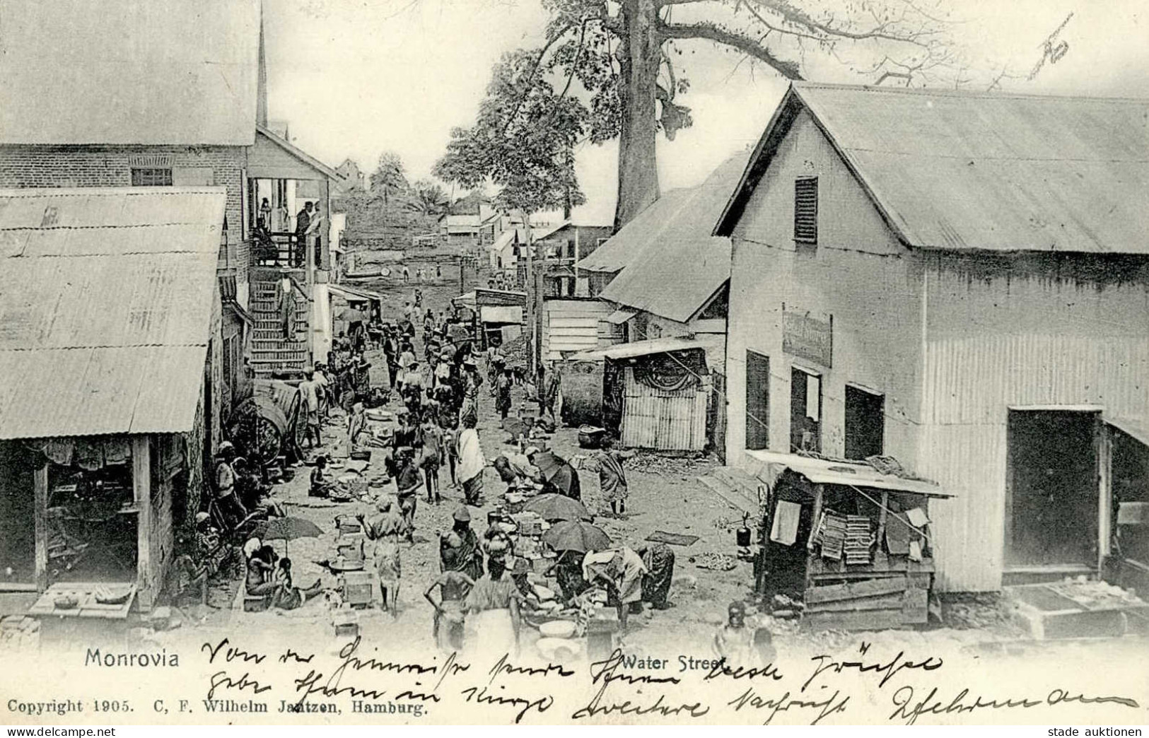 Deutsche Seepost Hamburg-Westafrika AK Monrovia (Liberia) Schiffspost-Stempel XIII. Vom 31.07.1907 I-II - Storia