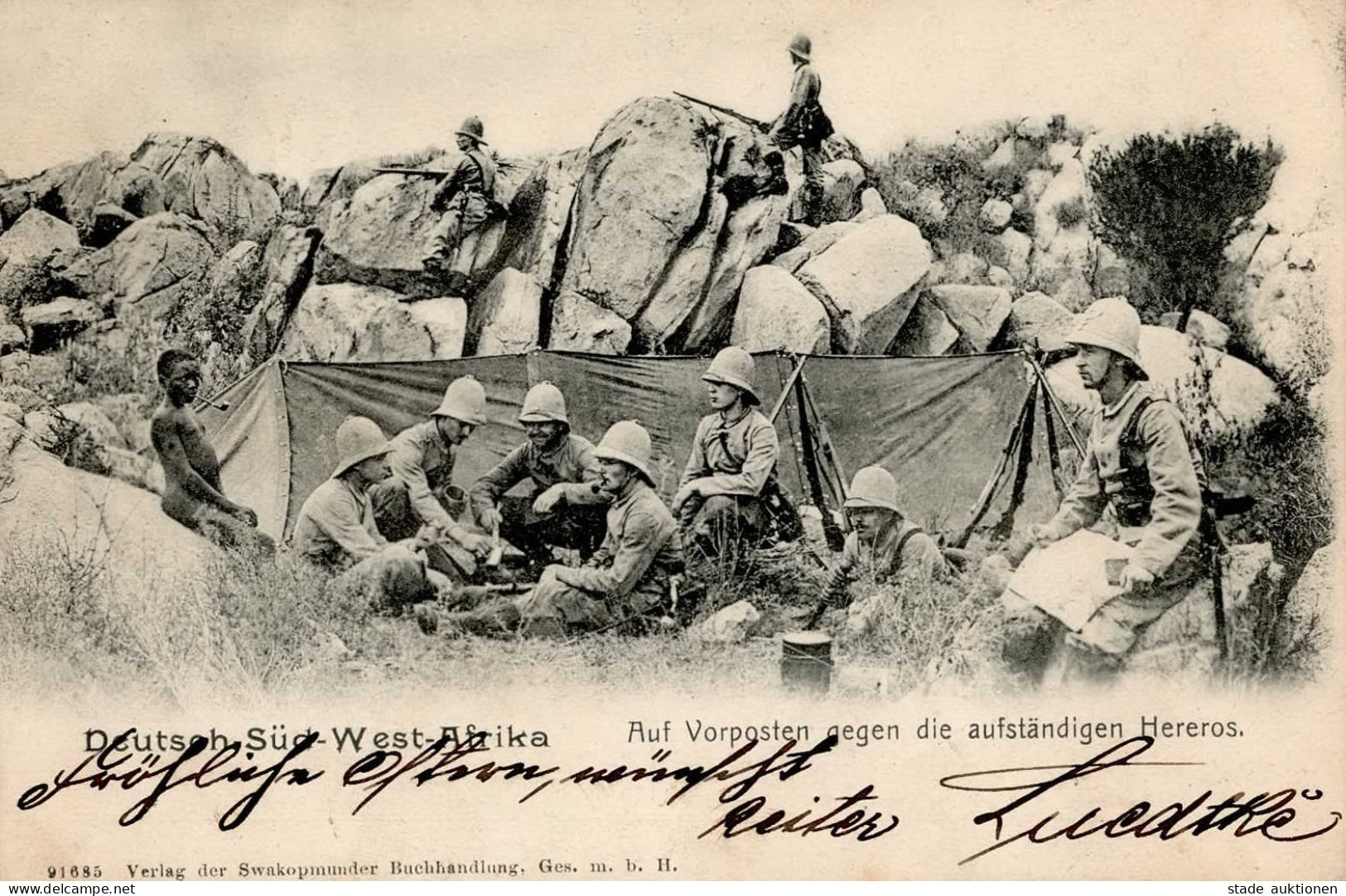 Kolonien Deutsch-Südwestafrika Auf Vorposten Gegen Die Aufständigen Hereros Stempel Windhuk 04.03.1905 I-II Colonies - Histoire