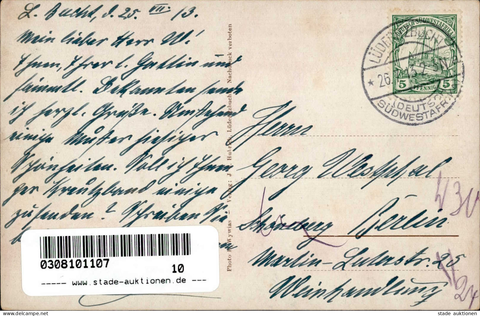 Kolonien Deutsch-Südwestafrika Buschmannsfrauen Stempel Lüderitzbucht 26.07.1913 I-II Colonies - Storia