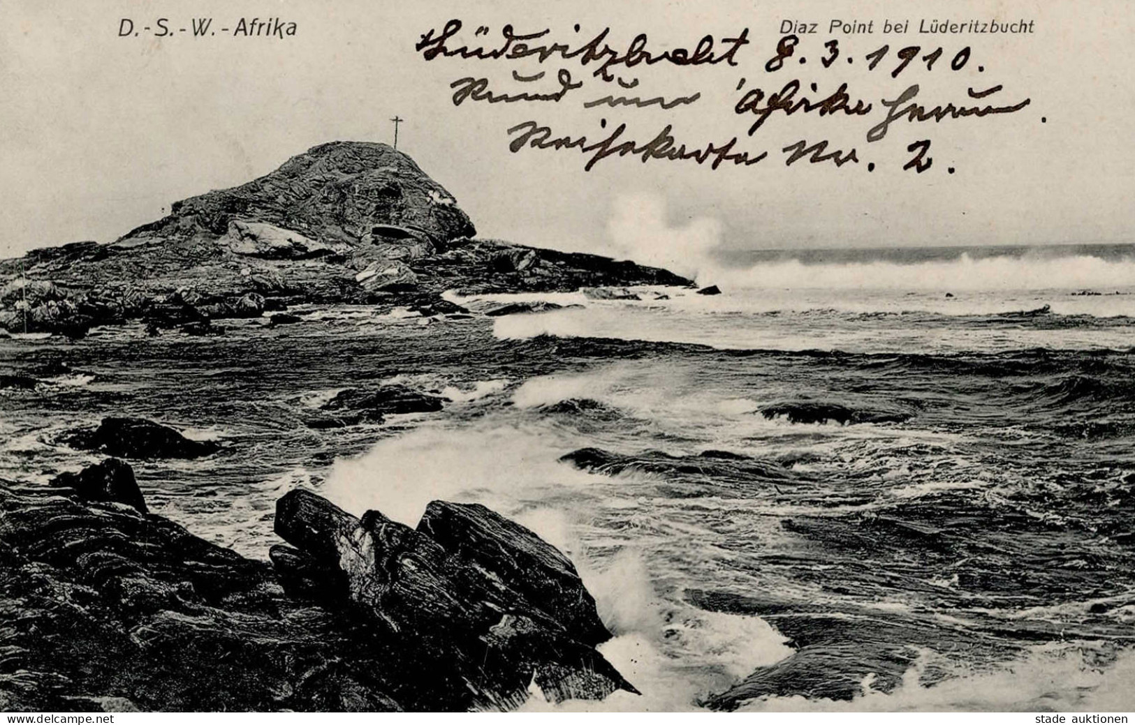 Kolonien Deutsch-Südwestafrika Lüderitz Djaz Point Stempel Lüderitzbucht 08-03-1910 I-II Colonies - Geschichte