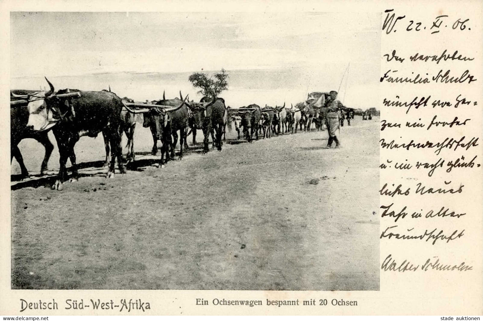 Kolonien Deutsch-Südwestafrika Ochsenwagen Stempel Windhuk 1906 I-II Colonies - History