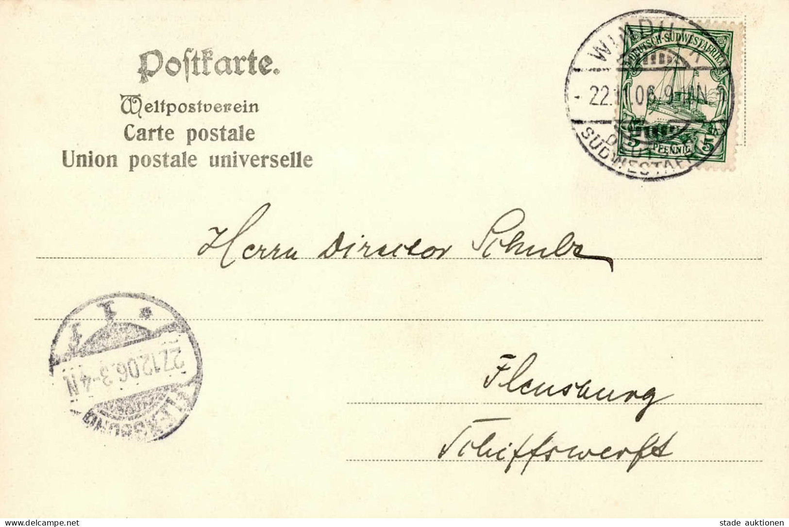 Kolonien Deutsch-Südwestafrika Ochsenwagen Stempel Windhuk 1906 I-II Colonies - Geschichte