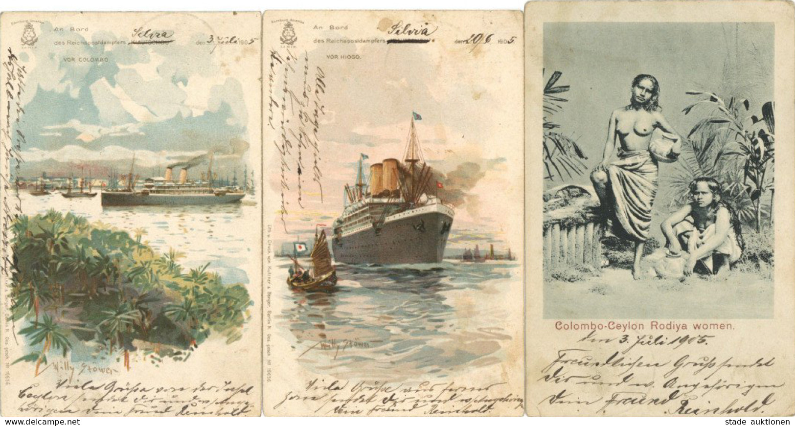 Kolonien Kiautschou 3 Postkarten MSP No.2 Reichspostdampfer Silvia (Abs. 3. Transport Kompanie Der Ostasiatischen Ersatz - Historia