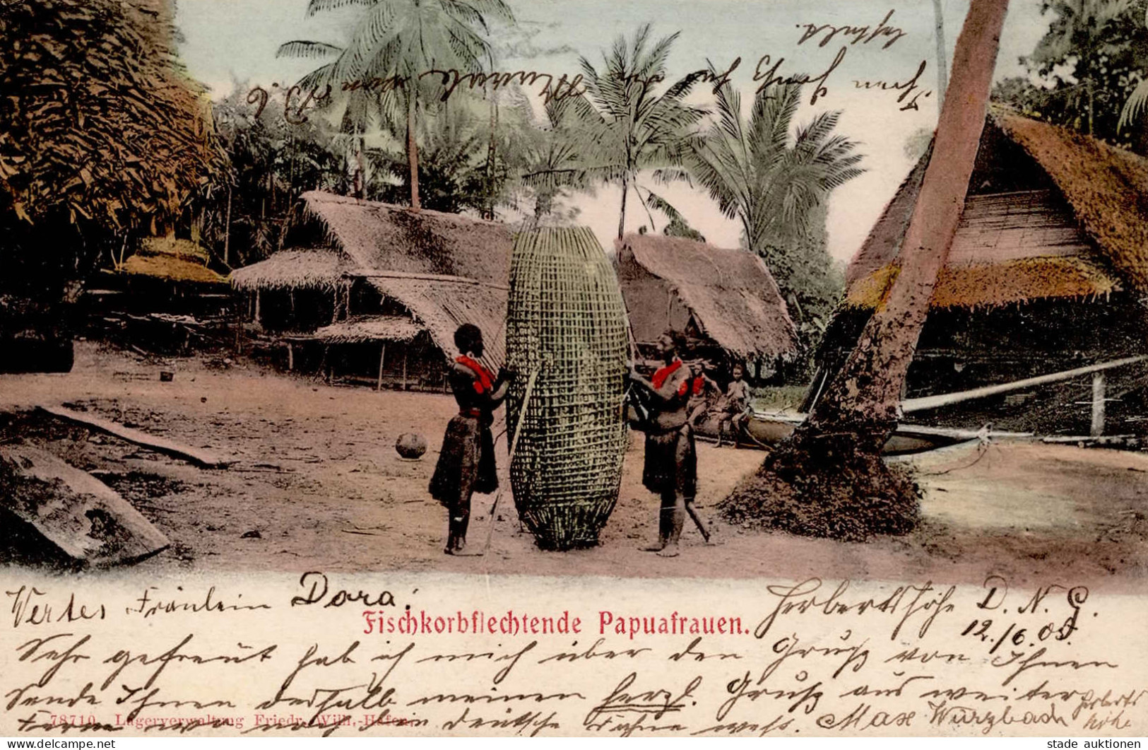 Kolonien DEUTSCH-NEUGUINEA - Fischkorbflechtende Papuafrauen O Herbertshöhe 1905 I Colonies - Histoire