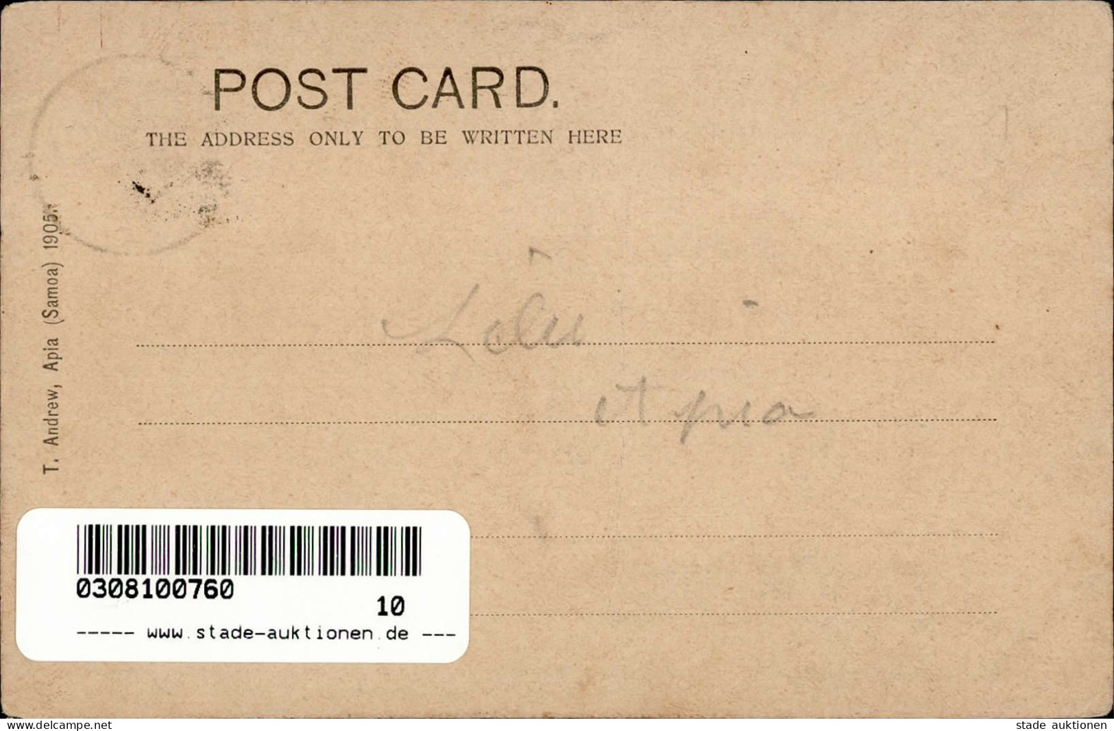 Kolonien Samoa Apia Andrew, T. 1904 II (leichter Mittelbug) Colonies - Histoire