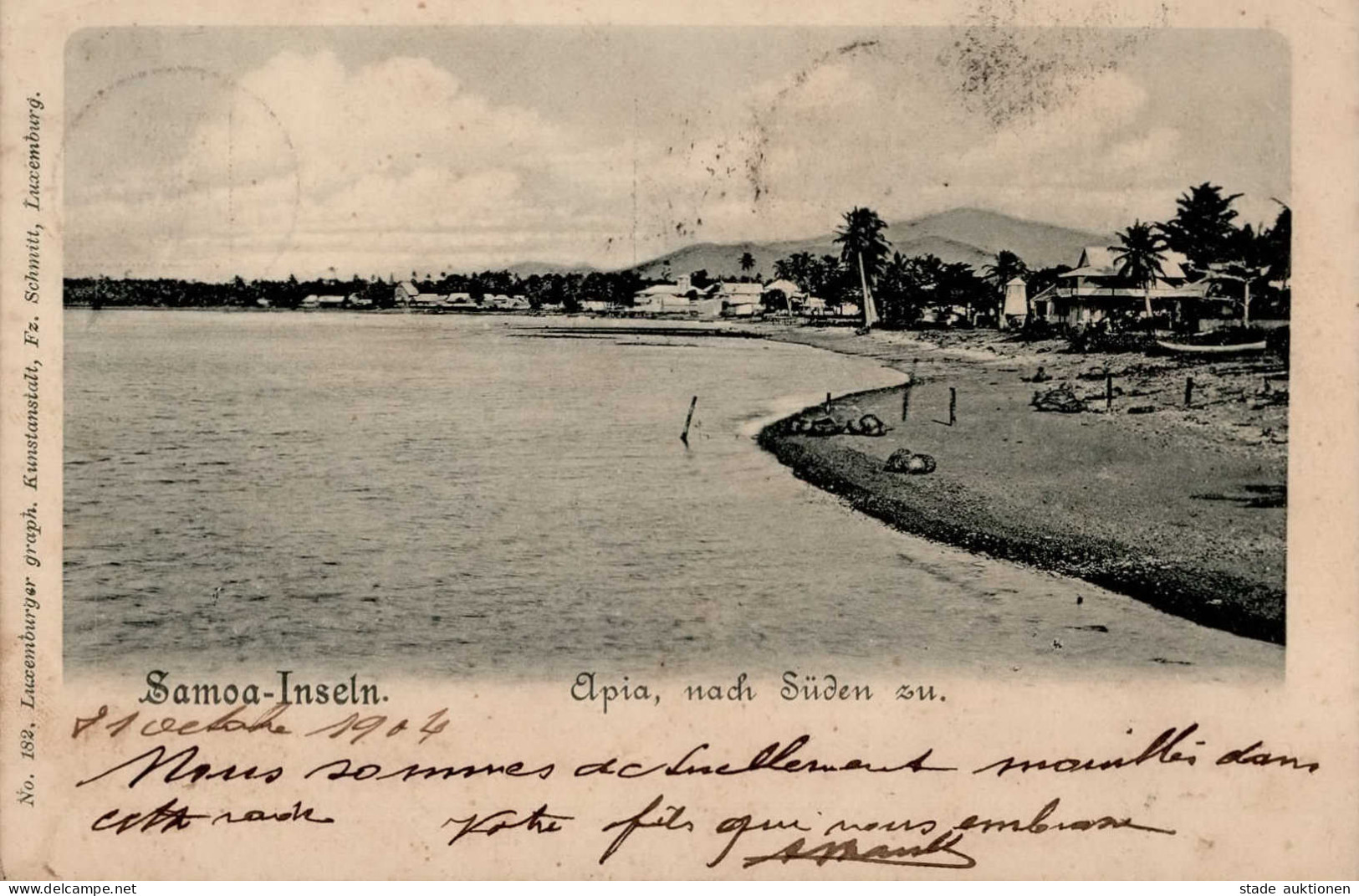 Kolonien Samoa Apia Nach Süden Zu Stempel Apia 22.10.1904 I-II Colonies - Historia