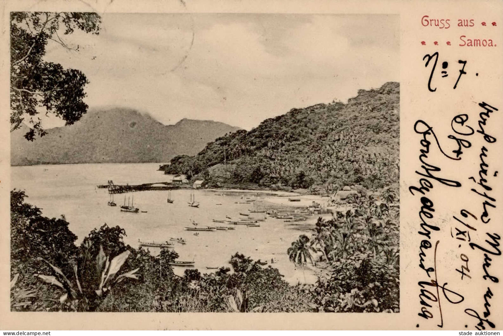 Kolonien Samoa Blick Auf Den Strand Stempel Apia 06.11.1904 I-II Colonies - Storia